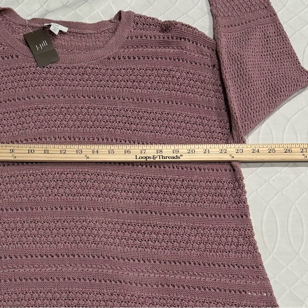 J. Jill Women’s NWT Tunic Sweater Dk Mauve Open Weave Pattern Size XLP - Picture 6 of 10